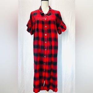 Madewell Plaid Flannel Button Down Dress Red And Black Plaid SIZE-L